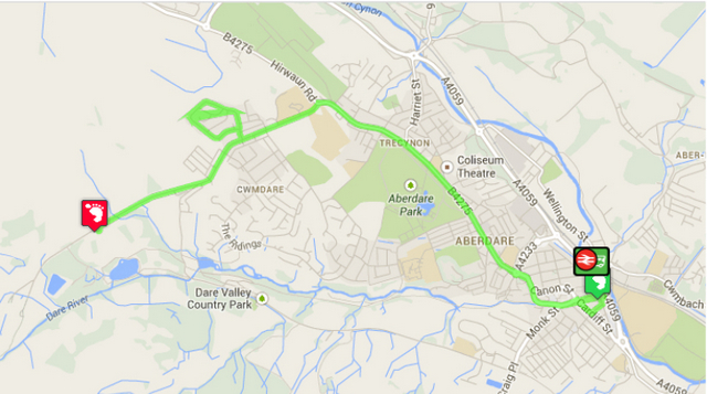 Figure 8a: Route 11A, Aberdare - Trecynon - Maesgwyn - Bwllfa Dare
