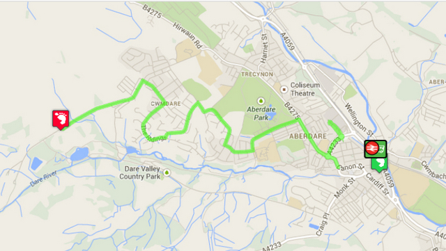 Figure 8b: Route 11C, Aberdare - Glandare - Cwmdare (The Ridings) - Bwllfa Dare