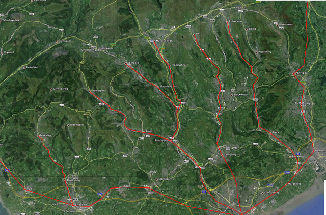Note that all the red lines (the railways) converge on Cardiff. 